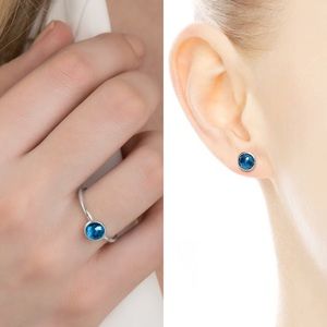 Pandora London Blue Crystal Earrings and Ring Set